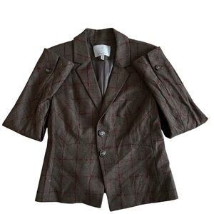 Classiques Entier Gray and Red Plaid Blazer